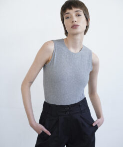 SWIRLS בגד גוף גב חשוף אפור מלאנז'