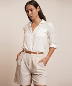 מכנסי ברמודה VERBIER שמנת פס