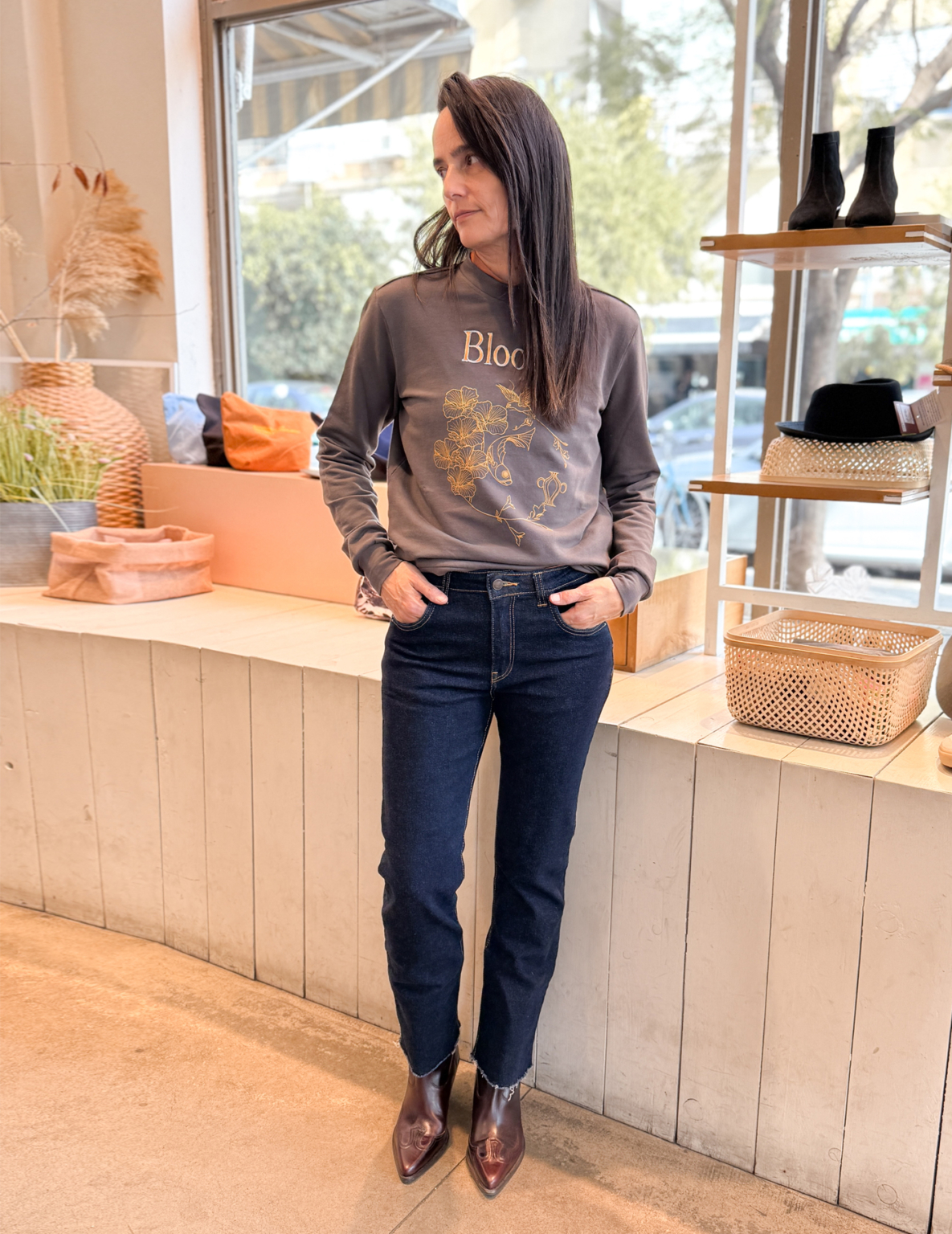 ג'ינס D DENIM גזרה ישרה כחול כהה