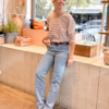 ג'ינס E DENIM גזרה ישרה כחול ווש בהיר