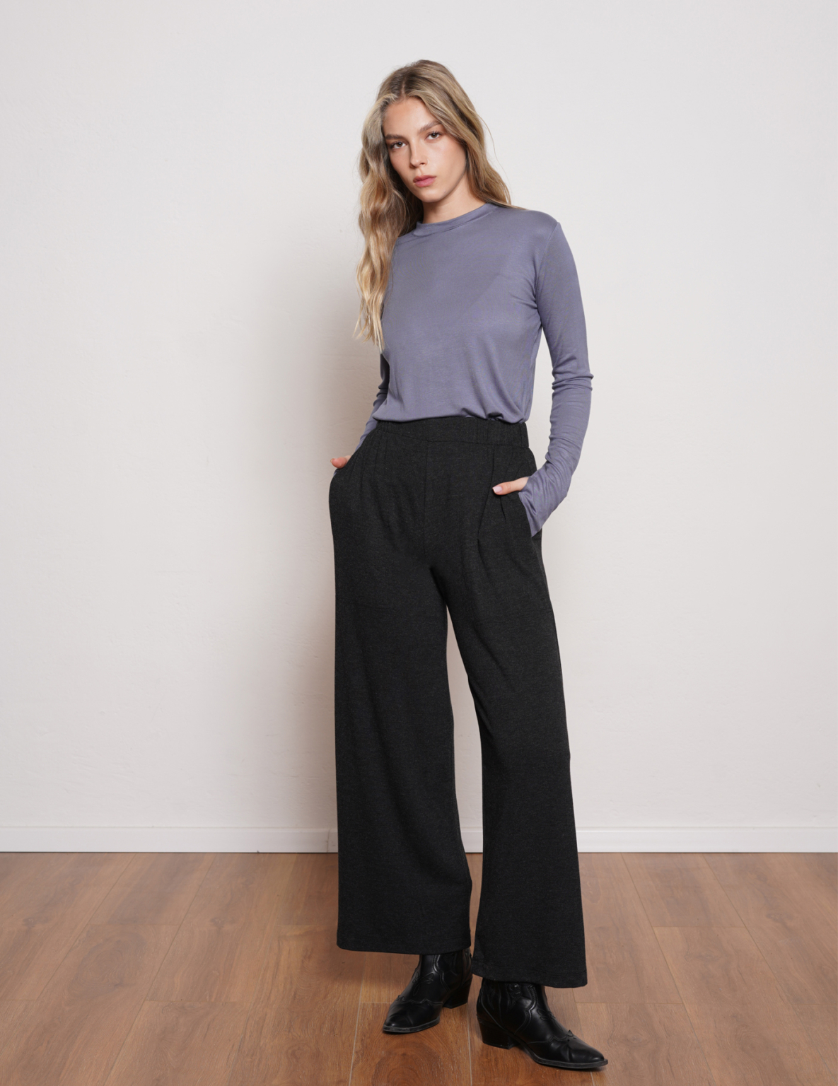 NO 117  EASY PANTS  DARK GREY