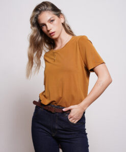 NO.3 חולצת טי שירט קצרה חרדל