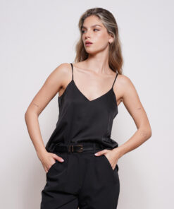 גופיית סאטן ORCHID שחורה