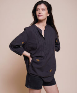 גלביה NARKIS שחור רקמה זהב