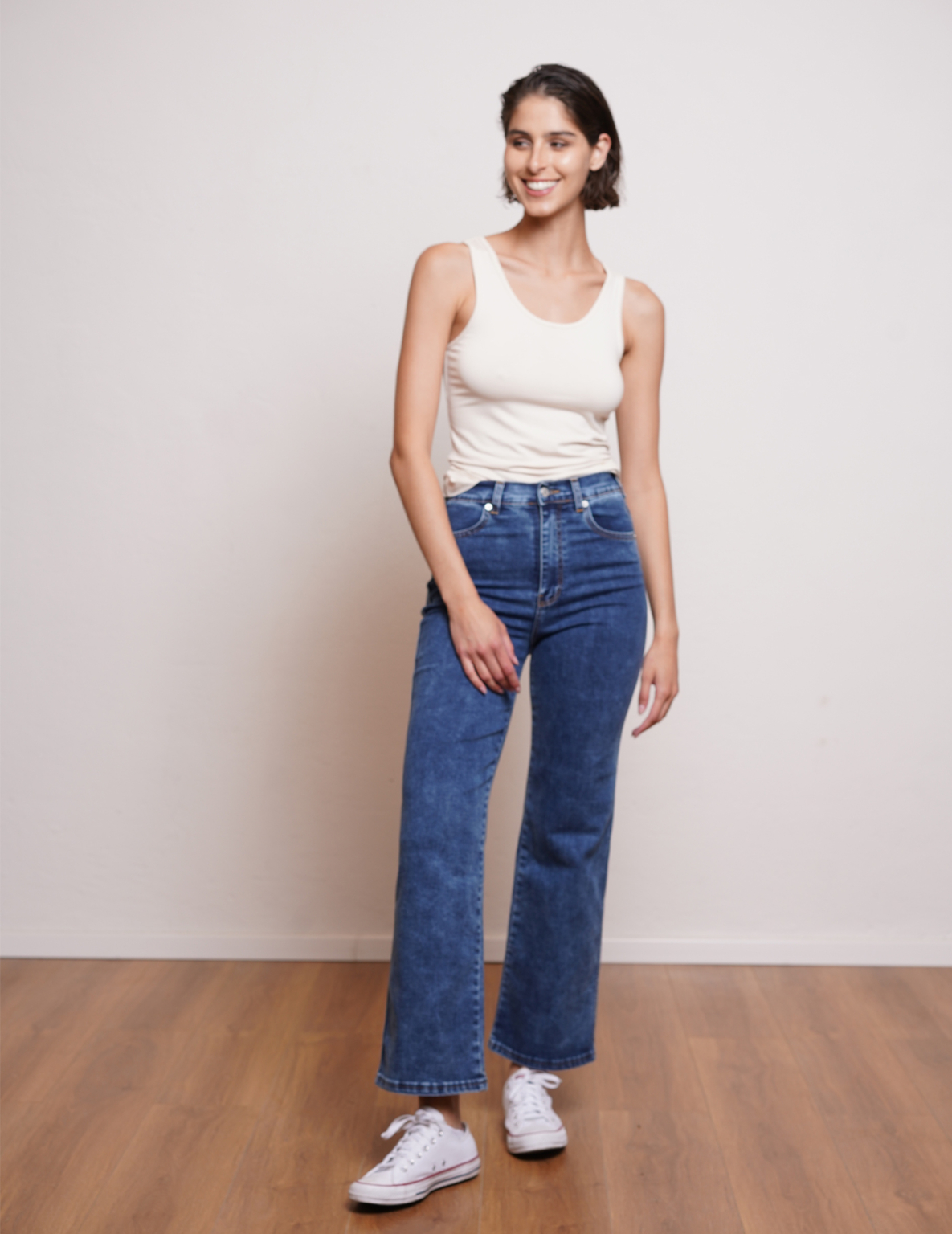 ⁦ג'ינס G DENIM רגל רחבה כחול ווש⁩ – תמונה ⁦6⁩