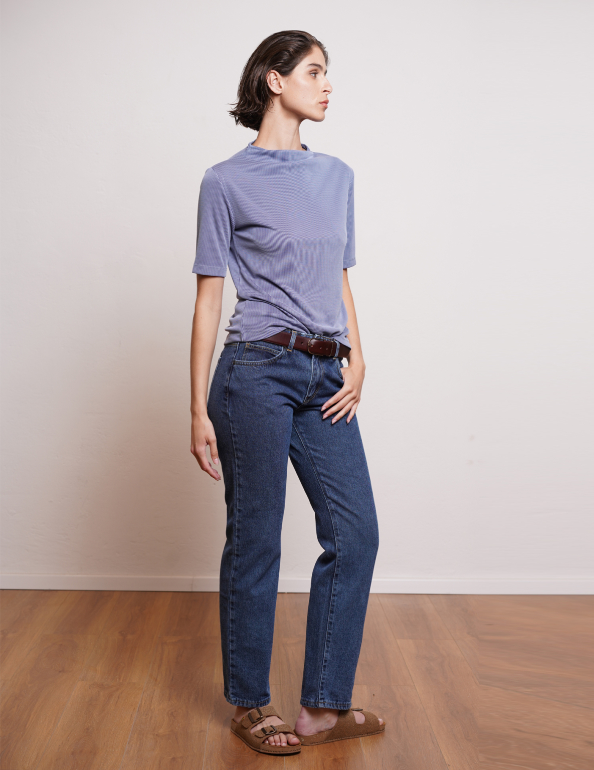 ⁦ג'ינס E DENIM גזרה ישרה כחול⁩ – תמונה ⁦4⁩
