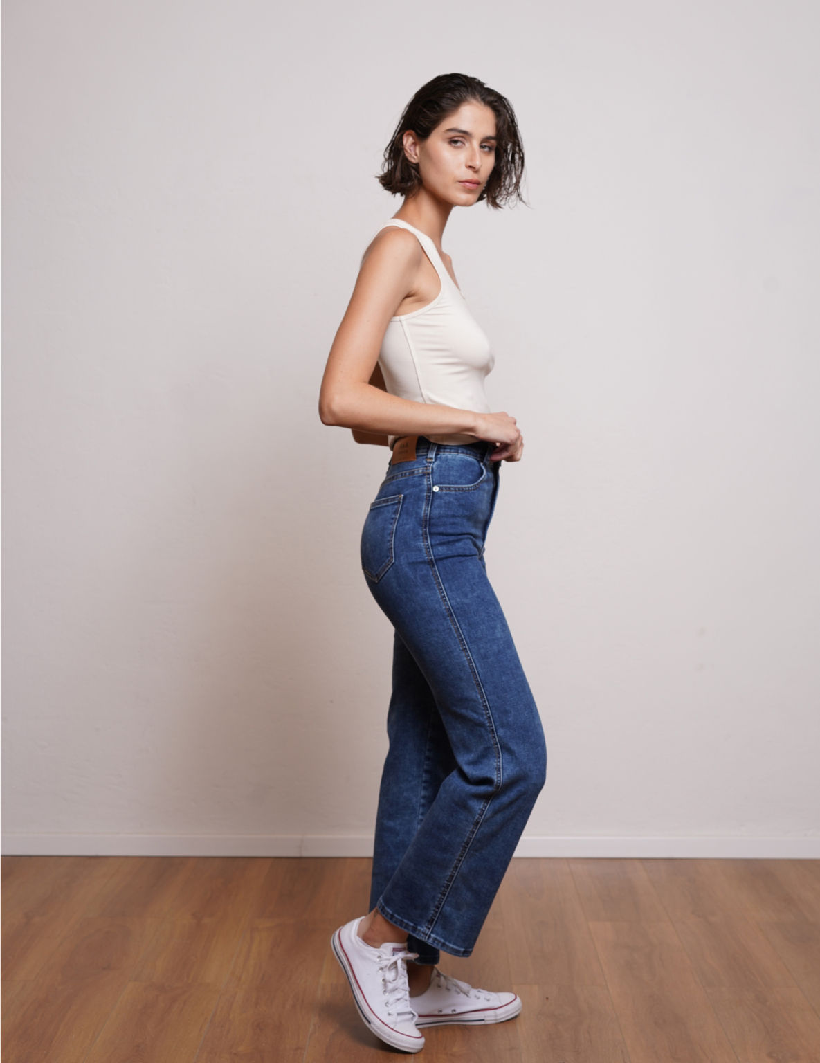 ⁦ג'ינס G DENIM רגל רחבה כחול ווש⁩ – תמונה ⁦5⁩