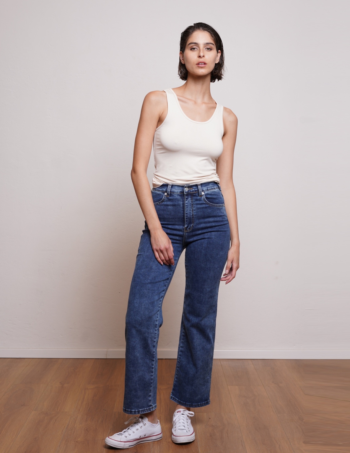 ⁦ג'ינס G DENIM רגל רחבה כחול ווש⁩ – תמונה ⁦4⁩