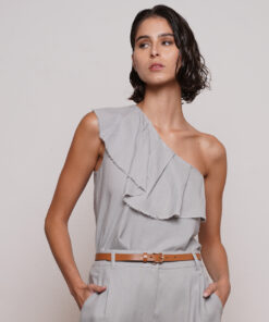 גופיית DAISY כתף אחת אפורה