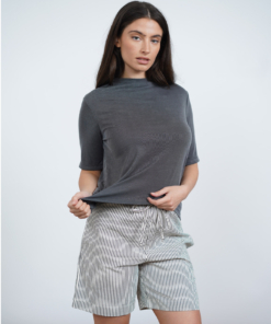 NO.8 חולצת חצי גולף ריב אפור