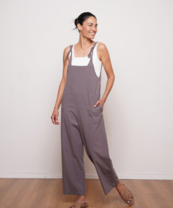 אוברול עם כתפיות נקשרות בצבע אפור