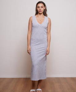 שמלת מקסי פסים אפןר שמנת