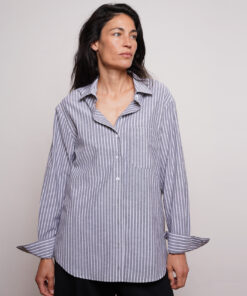 חולצה מכופתרת גברית אפור פסים