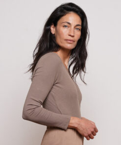 בגד גוף מעטפת ארוך בצבע קאמל