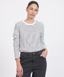 NO.16 טי שירט ארוכה פסים לבן שחור