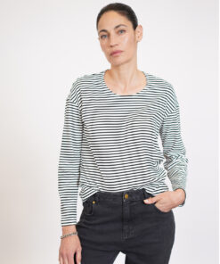 NO.34 טי שירט ארוכה פסים שחור לבן