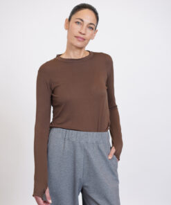 NO.12 חולצת טי שירט ארוכה אגודל חום