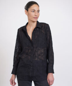 חולצת מכופתרת SERENA שחור טקסטורה