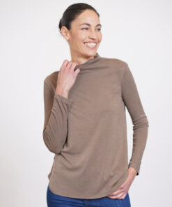 NO.9A חולצת גולף פסים חום