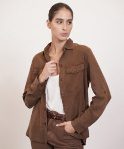 חולצת JANE מכופתרת חום שוקולד