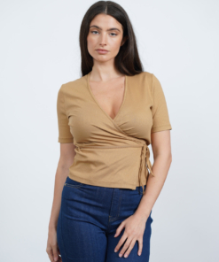 NO.43 חולצת מעטפת קאמל