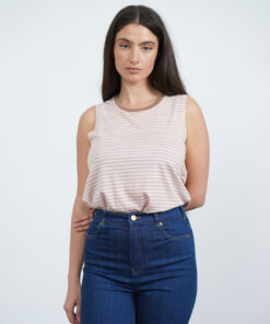 NO.6A גופיית פסים ורוד לבן