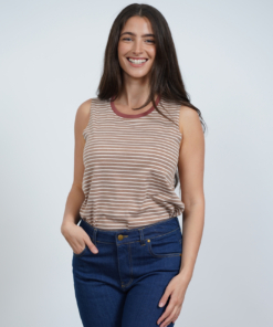 NO.6A גופיית פסים חום לבן