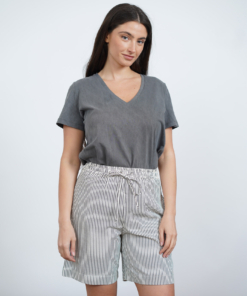 DANIELA מכנסי ברמודה פסים נייבי