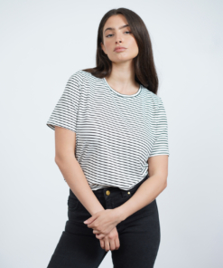 NO.3 טי שירט שרוול קצר פסים שחור לבן