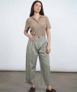 NOGA מכנסיים מחוייטים בגזרת בלון אפור ירוק