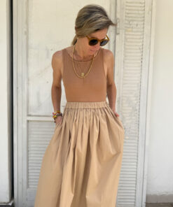 KAROLINA חצאית מקסי רחבה אבן