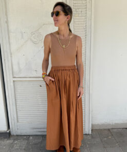 KAROLINA חצאית מקסי רחבה חמרה